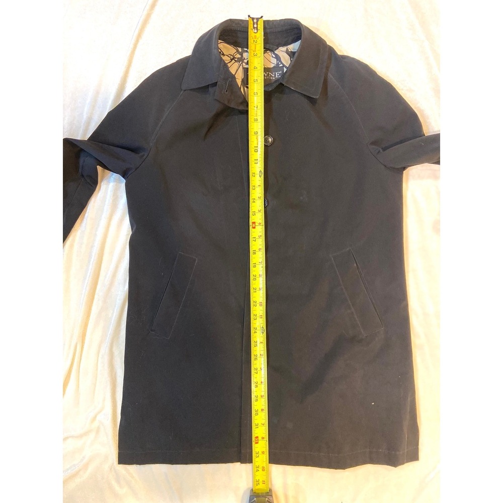 Towne Collection Black Trench Coat Mid Length Button Front Car‎ Coat Womens M - Picture 9 of 12